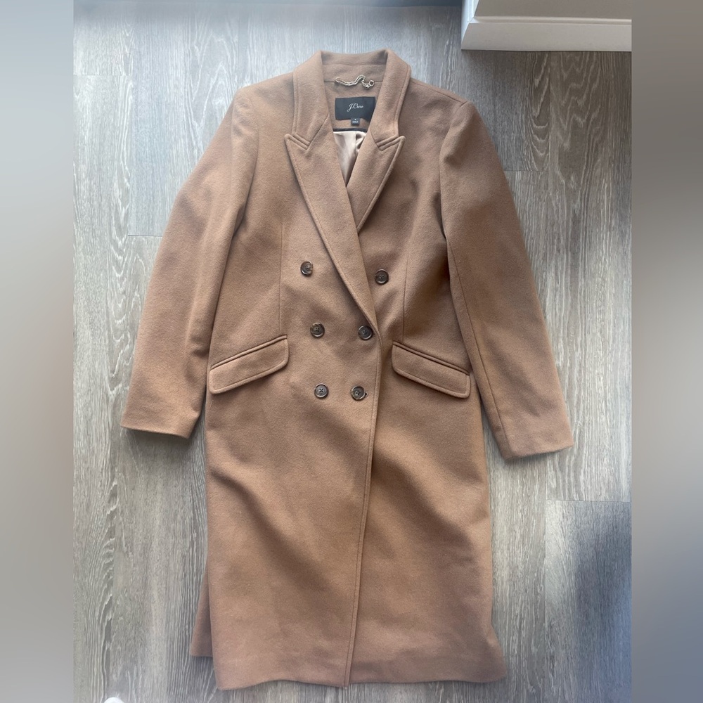 J.Crew camel double breasted wool coat size 4